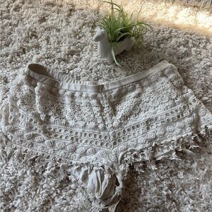 Divided Cream Lace summer shorts, BoHo with Fringe